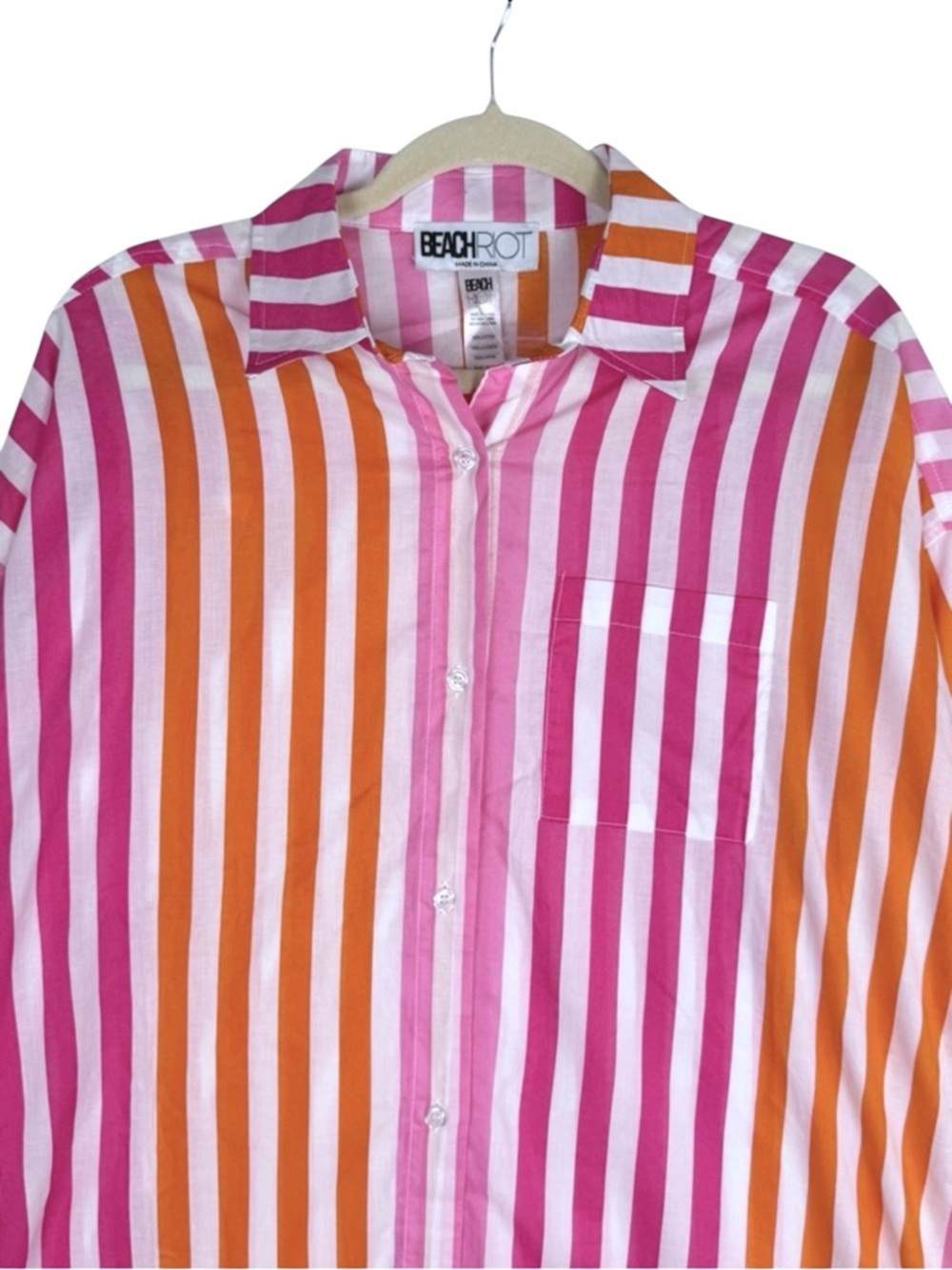 Beach Riot Alexa Sunset Stripes Oversized Cotton Button Front Shirt Cover Up - Picture 4 of 13